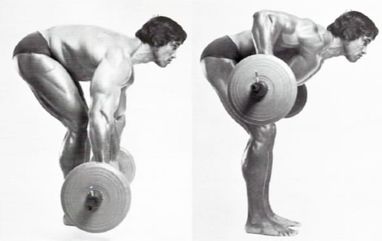 Arnold doing the bent over row