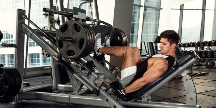 A man doing a compound leg exercise